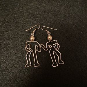 Cool silver wire man & woman earrings